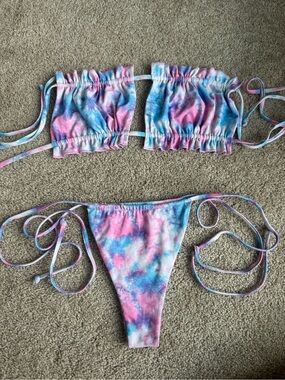 Tie-Dye Pink Blue Purple Bikini Set NWOT